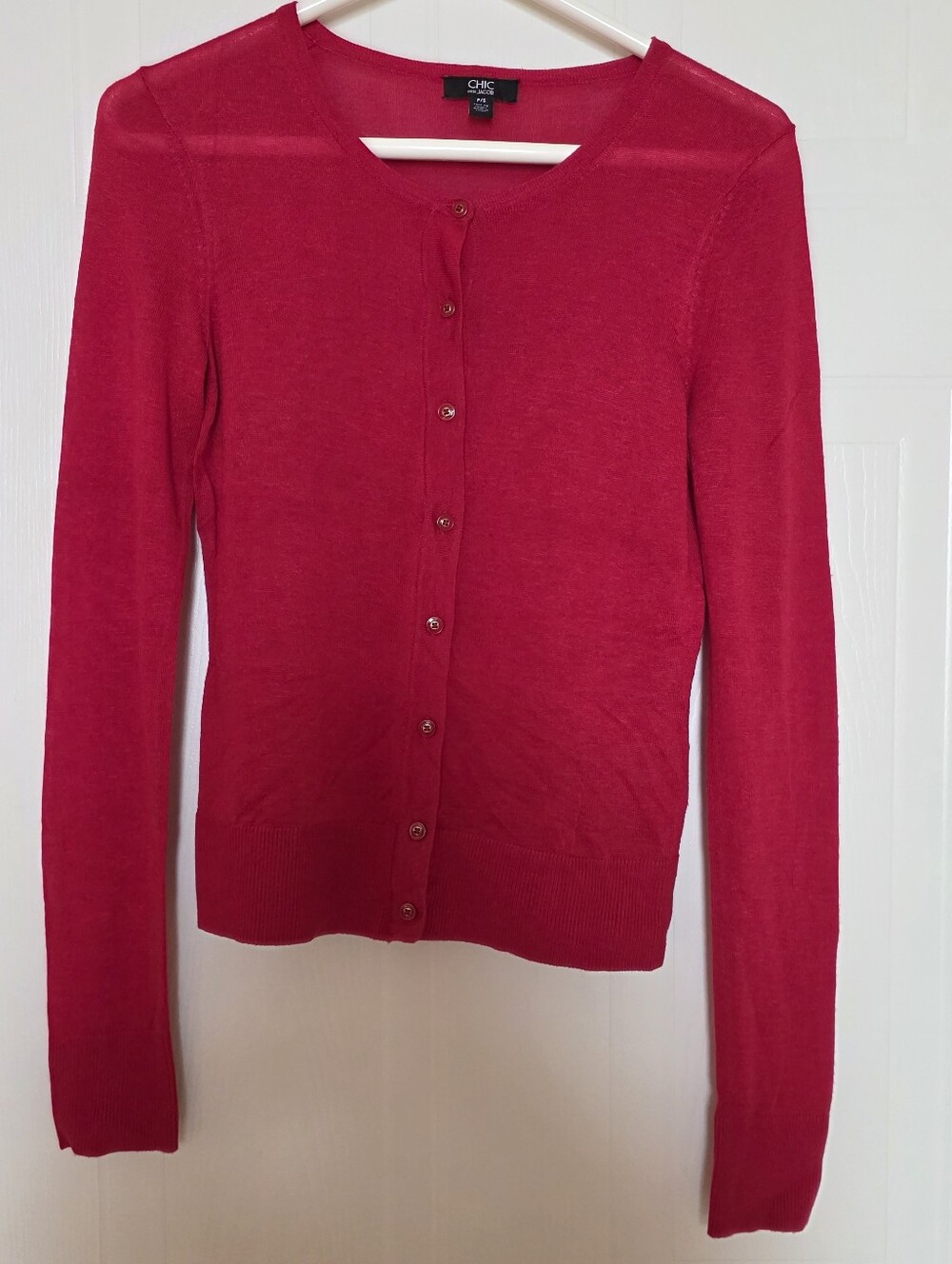 Jacob Red Button-Up Sheer Cardigan Sweater Small